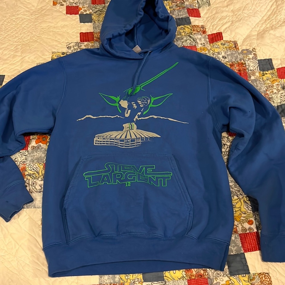 Seattle Seahawks Kingdome Steve Largent 12 hoodie sweatshirt small throwback